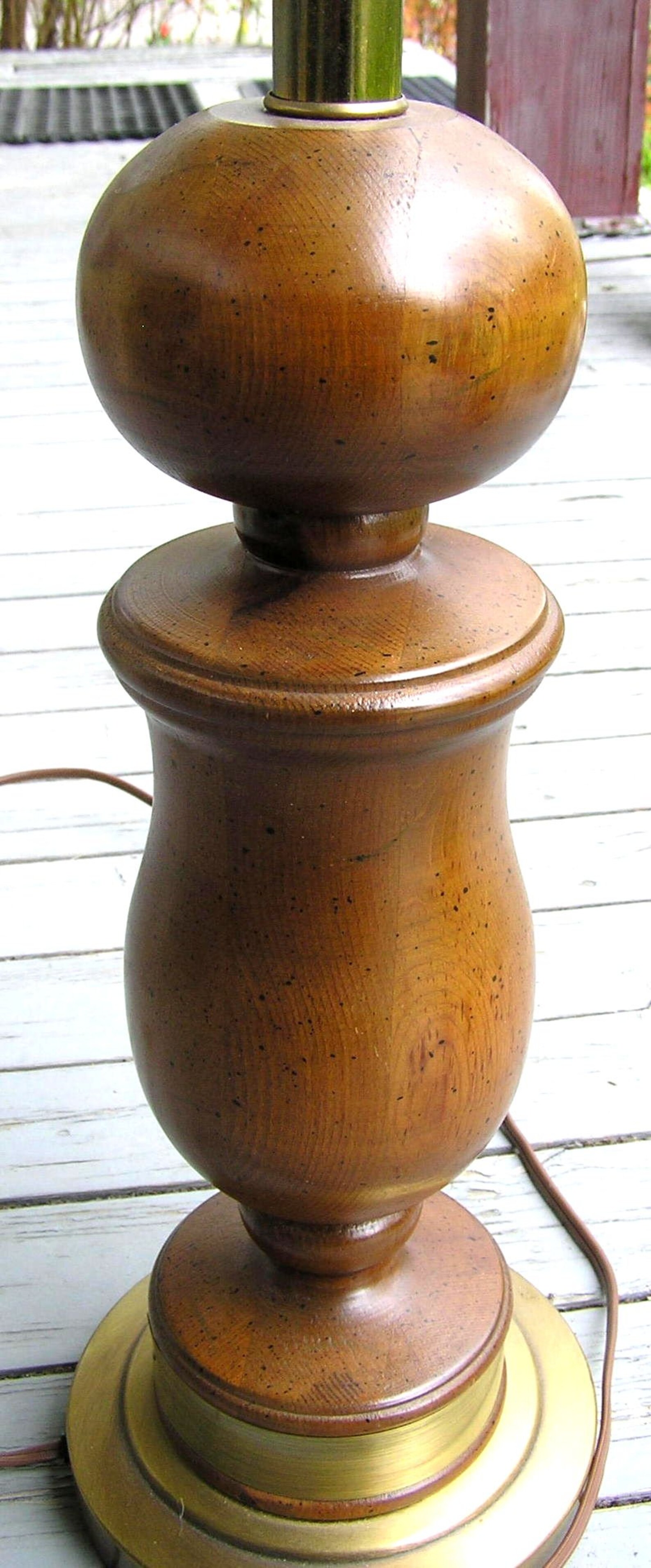 Chunky Mid Century Wooden Table Lamp Lathe Turned Wood w Etsy