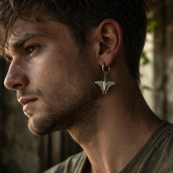 THE MILLER – Sterling Silver Hoop Earring with a Pendant in Tribute to the Night Butterfly from The Last of Us