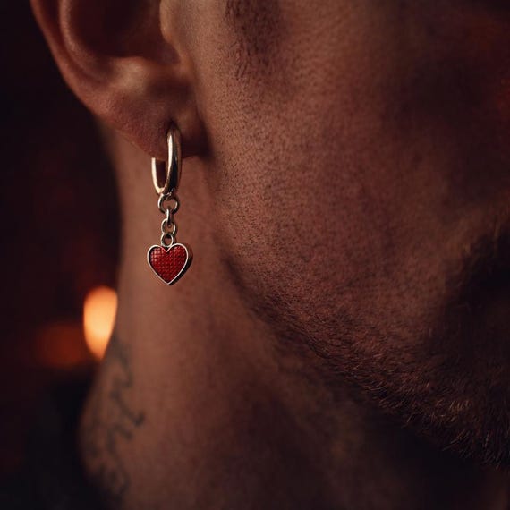 AMOUR VAUDOU - Heart  earing in silver, featuring designs inspired by the Vévé Love, Erzulie - Valentine's Day gift