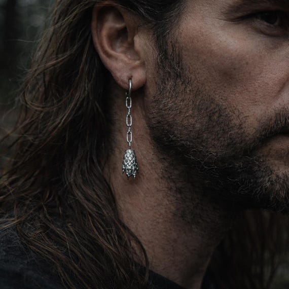 GRIFFE ALPHA - Sterling Silver 925 Men's Earring Inspired by a Wolf's Paw