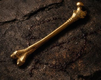 FEMÜR - Handpoker, portaagujas de latón dorado para tatuajes "hanpoke", con forma de fémur