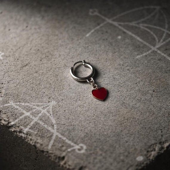 AMOUR VAUDOU - Heart  earing in silver, featuring designs inspired by the Vévé Love, Erzulie - Valentine's Day gift