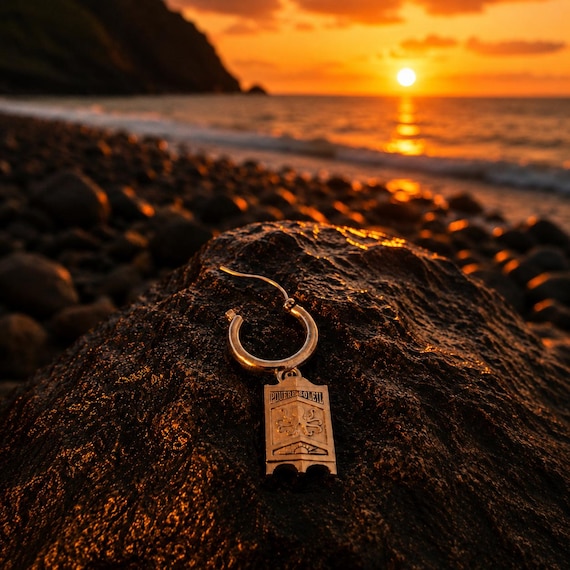 POUFRE SOLEIL – Sterling Silver Shield Hoop Earring - Handmade Nautical Jewelry Inspired by the Legends of Sète - Le Baron Samedi