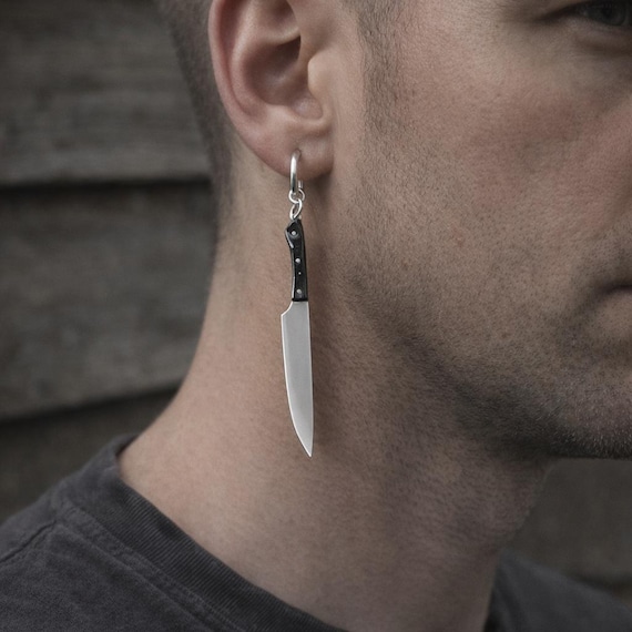 HALLOWEEN – Sterling Silver & Antelope Horn Knife Earring, Inspired by Michael Myers Horror Movie