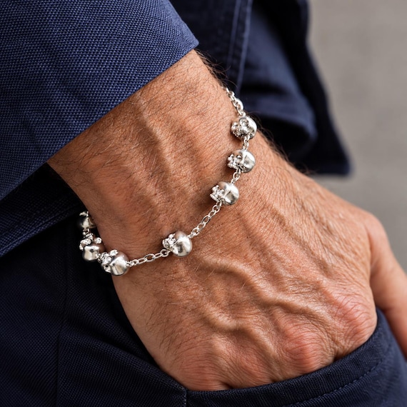 VANITAS - Sterling Silver 925 Skull Bracelet - Memento Mori Jewelry Inspired by Vanitas Symbolism