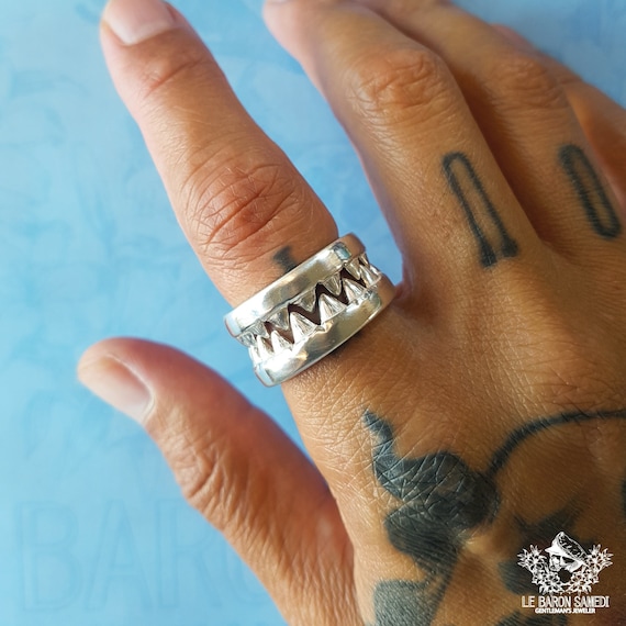 JAWS - Double Sterling Silver 925 Ring Inspired by the Iconic Film 'Jaws', Each Ring Features a Shark's Teeth