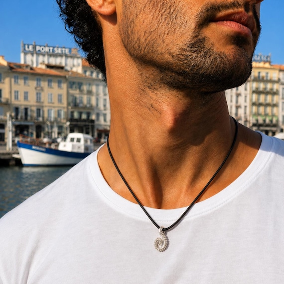 LE S – Sterling Silver Tentacle Pendant on Waxed Cotton Cord - Handmade Mediterranean Jewelry Inspired by Sète -Le Baron Samedi