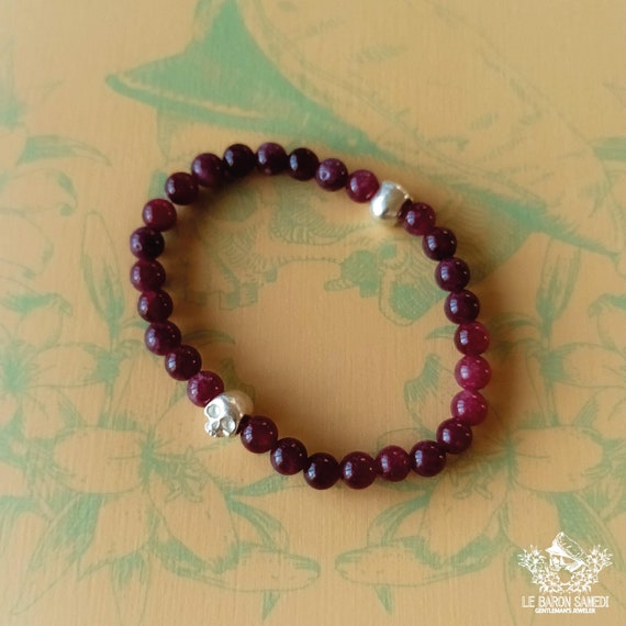L’AURA POURPRE – Rhodolite Garnet and Sterling Silver Bracelet - Amulet and Protection Bracelet