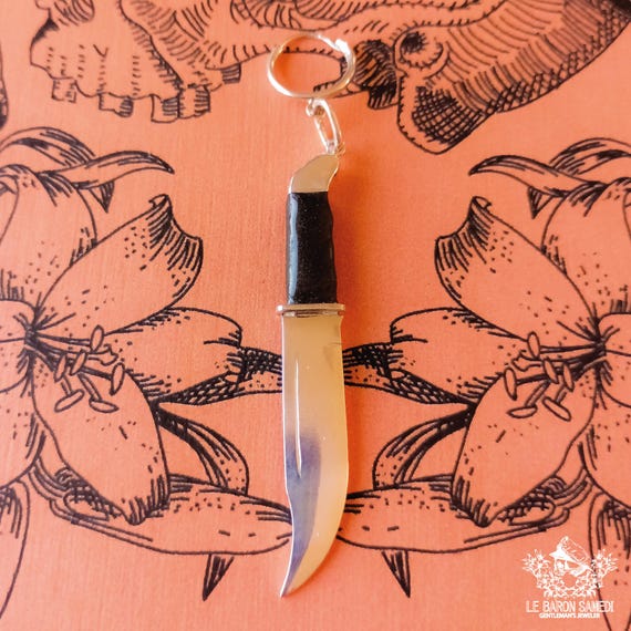 SCREAM - Men's Sterling Silver 925 Earring with Cold Enamel Representing Ghostface's Knife from the Scream Movie
