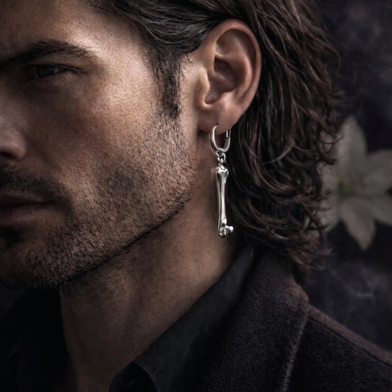 The Bone - 925 Sterling Silver Men's Femur Dangle Earring - Memento Mori Jewelry