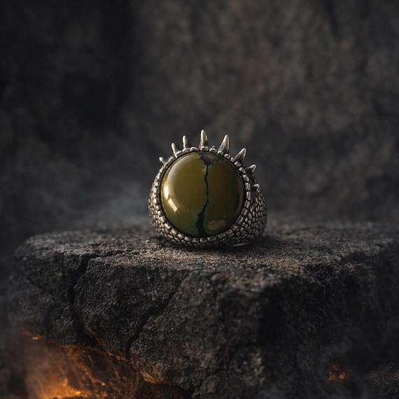 VERATHOR: Dragon Eye Silver Ring with Tibetan Turquoise – A Unique and Mystical Jewel inspired by the House of the Dragon series