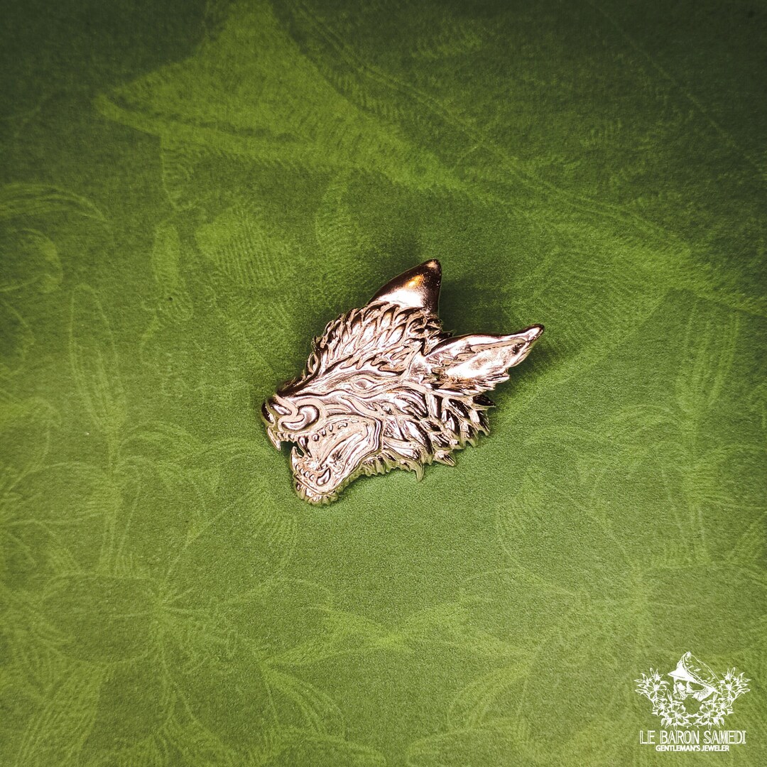 ALPHA – Sterling Silver 925 Pin, Brooch Featuring a Wolf Head - Etsy