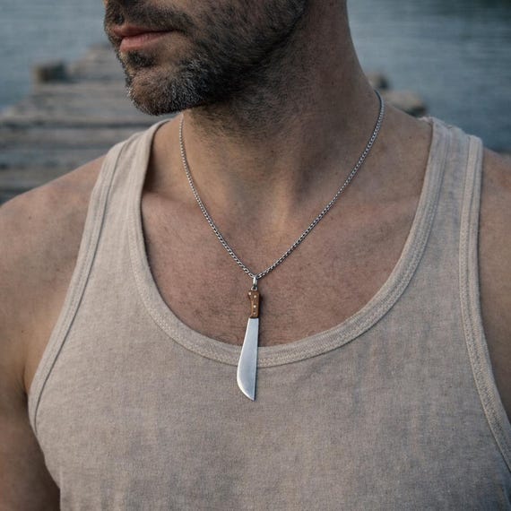 FRIDAY 13TH – Men’s Sterling Silver and Mahogany Wood Necklace, Replica of Jason Voorhees’ Machete