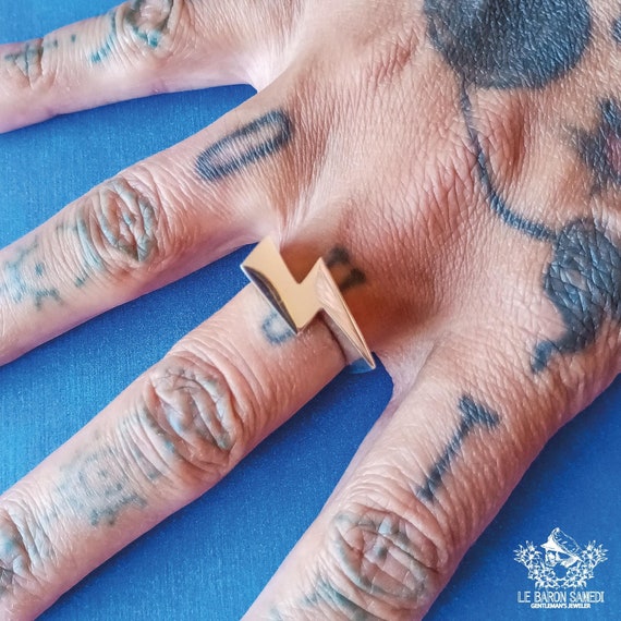 THUNDER - Le Baron Samedi 925 Sterling Silver Lightning Bolt Ring - Love at first sight - Valentine's day Gift