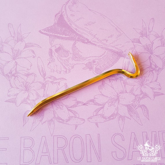 CRÖWBAR - Numbered Edition of a Brass Handpoke Tattoo Needle Support in Crowbar Shape - Exclusive Handpoke Tool