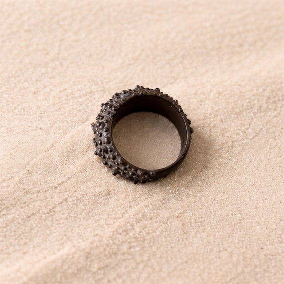 ASTRA MARE – Men’s Sterling Silver Ring Inspired by Sea Urchin Skeleton, Nautical Handmade Jewelry