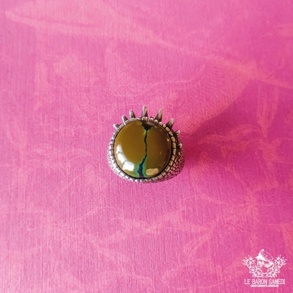 VERATHOR: Dragon Eye Silver Ring with Tibetan Turquoise – A Unique and Mystical Jewel inspired by the House of the Dragon series