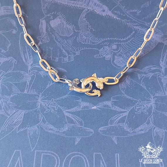 ÉTREINTE MARINE: Antique Dolphins Silver Necklace - Handcrafted in Sète- handmade gift