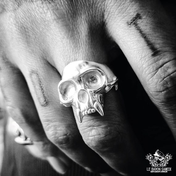 MONKEY SKULL - Men's Ring in Sterling Silver 925 representing a monkey skull