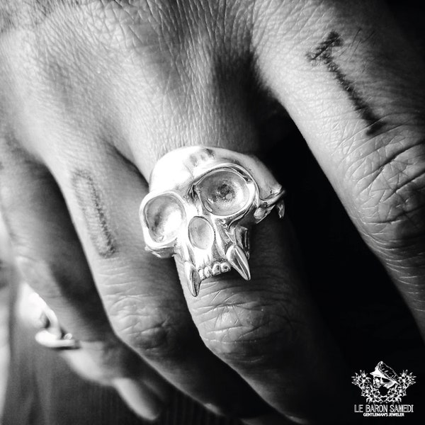 MONKEY SKULL - Bague pour Homme en Argent Sterling 925 représentant un crane de singe