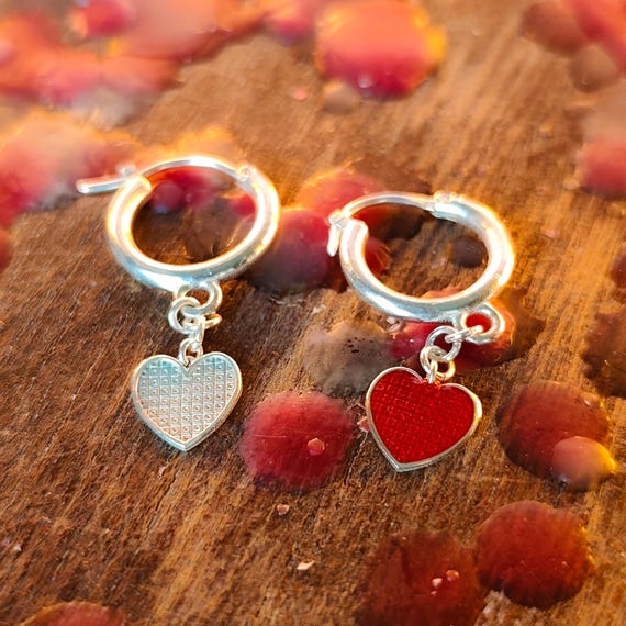 AMOUR VAUDOU - Heart  earing in silver, featuring designs inspired by the Vévé Love, Erzulie - Valentine's Day gift