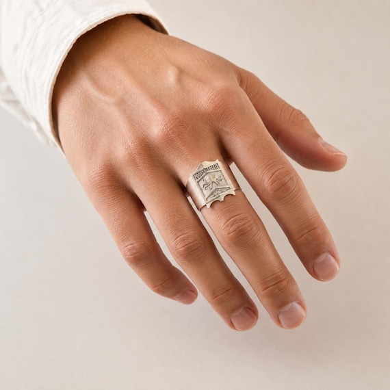 POUFRE SOLEIL - Sterling Silver Shield Ring | Handmade Nautical Jewelry Inspired by the Legends of Sète | Marine Talisman by Le Baron Samedi