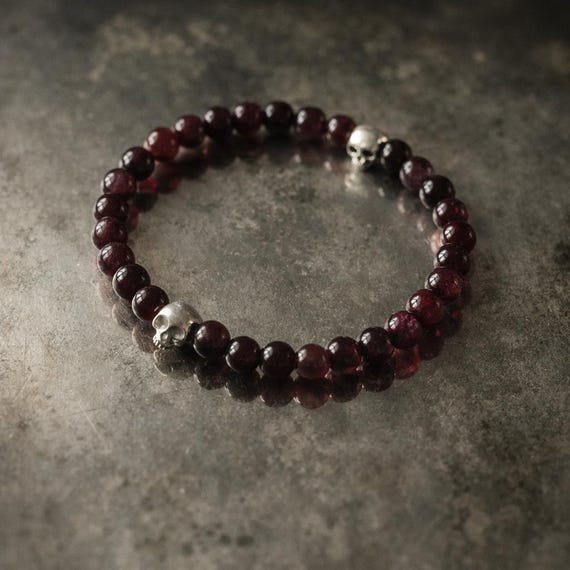 L’AURA POURPRE – Rhodolite Garnet and Sterling Silver Bracelet - Amulet and Protection Bracelet
