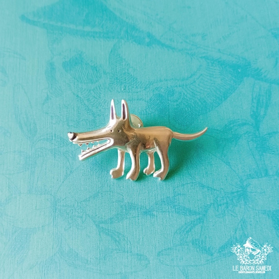 BABAR: Sterling silver brooch, a unique creation designed by artist Dr. Ponce for the "Les Chiens de la Casse" collection.