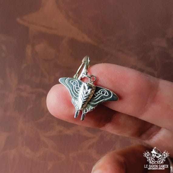 THE MILLER – Sterling Silver Hoop Earring with a Pendant in Tribute to the Night Butterfly from The Last of Us