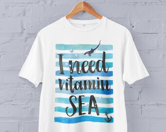 T-shirt EVERBLUE. T-shirt respectueux de l'environnement. T-shirt bio. T-shirt en coton premium. J'ai besoin de vitamines marines.