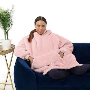 Hoodie Blanket Women Hooded Sweatshirts Luminous Fleece Oversized Warm  Wearable Blanket with Sleeve Giant Bata Manta Mujer