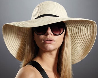 Elegant Sun Hat. Straw Hat. Summer Hat. Wide Brimmed Sun Hat. Straw Sun Hat. Beach Sun Hat.