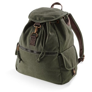 Canvas Backpack. MILITARY GREEN Backpack. Vintage style.
