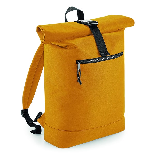 Recycled Backpack. MUSTARD. Roll-Top Laptop Backpack. Made From Plastic Bottles. Every Day Backpack. Eco Backpack.