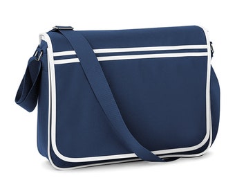 NAVY RETRO Messenger Bag. Unisex bag. 80's style.