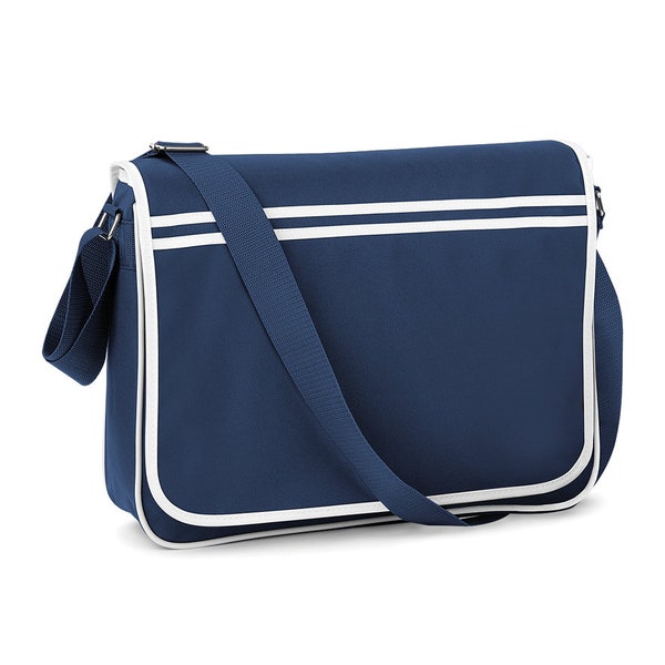 NAVY RETRO Messenger Bag. Unisex bag. 80's style.