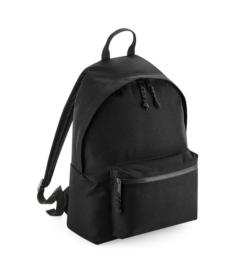 BLACK Recycled Backpack. Classic Backpack. Back To School Backpack. Academy Backpack. Student Backpack. Recycled Polyester Backpack. image 1