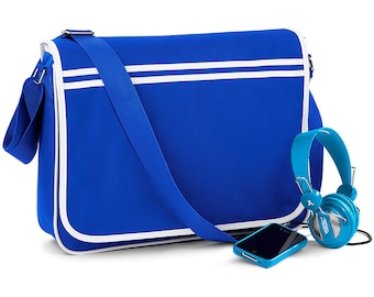 BLUE RETRO Messenger Bag. Unisex bag. 80's style.