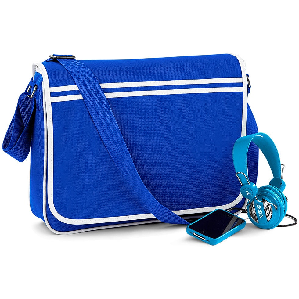 BLUE RETRO Messenger Bag. Unisex Bag. 80's Style. Etsy