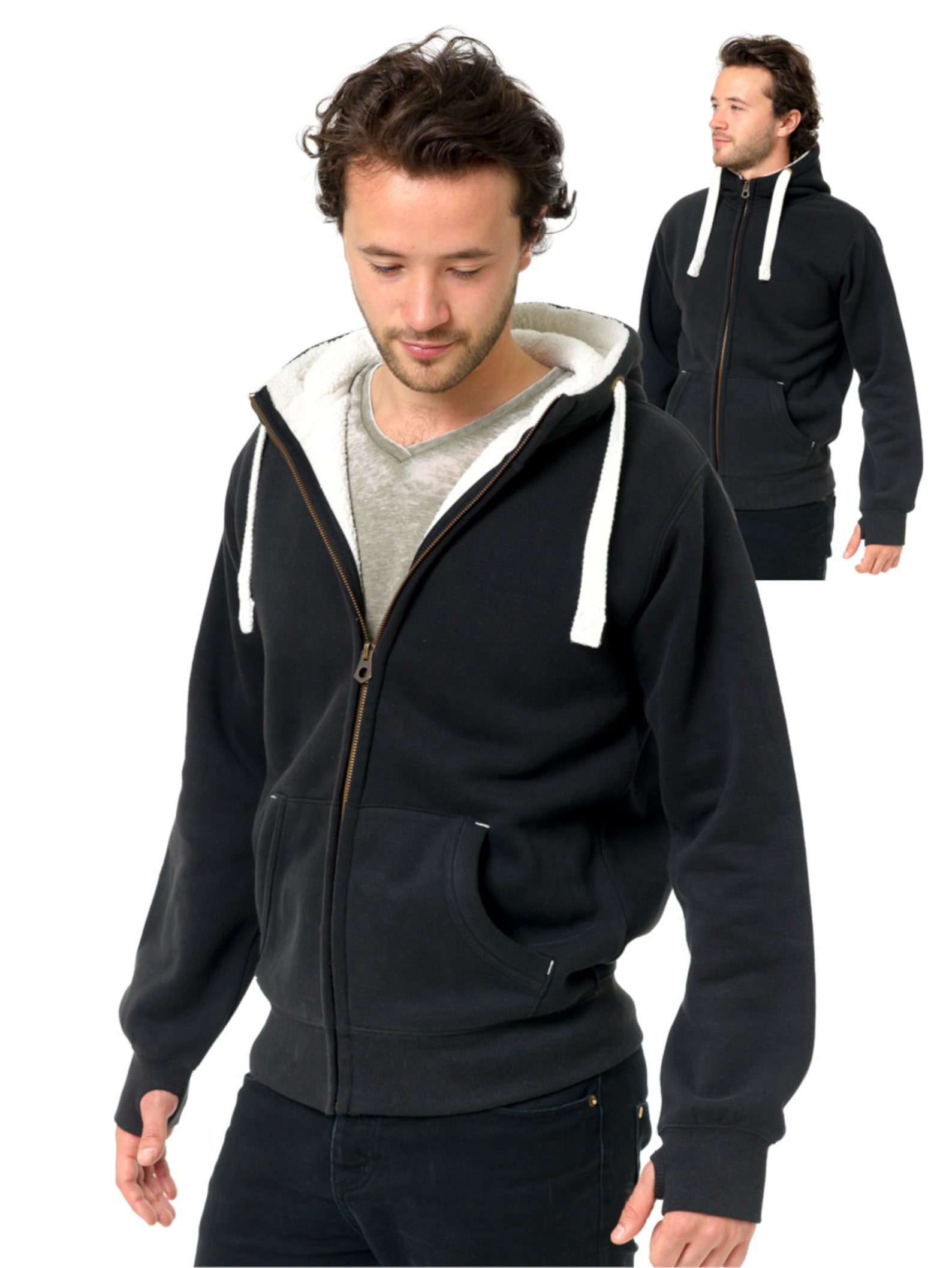 SHERPA Hoodie. Winter Hoodie. DUSTY GREY. Premium Zip Hoodie. - Etsy