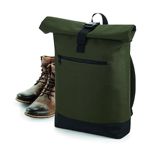 WATERPROOF Backpack. MILITARY GREEN Roll-Top Laptop Backpack. City backpack. Unisex backpack.