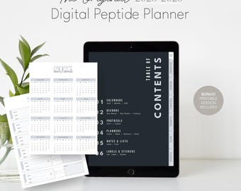 2025-2026 Peptide Planner | GLP-1 Dose Tracker, Research Organizer for iPad Goodnotes (Digital PDF)