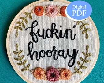 DIGITAL PDF F'in Hooray Pattern / My Favorite Murder Embroidery 4"