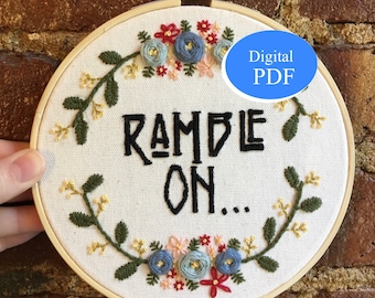 DIGITAL PDF Led Zeppelin | Ramble On | ADVANCED  embroidery pattern 5" or 6"