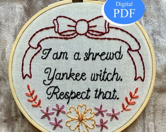 DIGITAL PDF Shrewd Yankee Witch ADVANCED Pattern / Dickinson embroidery 5"