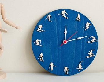 Ski wood clock | Ski decor | Skier Wall art decor | Gift for extreme sports lovers | Ski lover gift | Downhill skiing