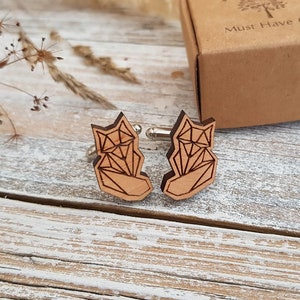 Modern Geometric Fox Cufflinks Unisex jewelry, fox cuff links contemporary jewelry girlfriend gift