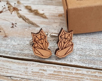 Modern Geometric Fox Cufflinks Unisex jewelry, fox cuff links contemporary jewelry girlfriend gift