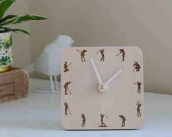 Golf Desk Clock, Golfer Silhouette Table Clock