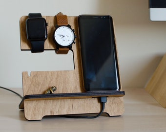 Personalizated Wooden iPhone Docking Station, tech accessory